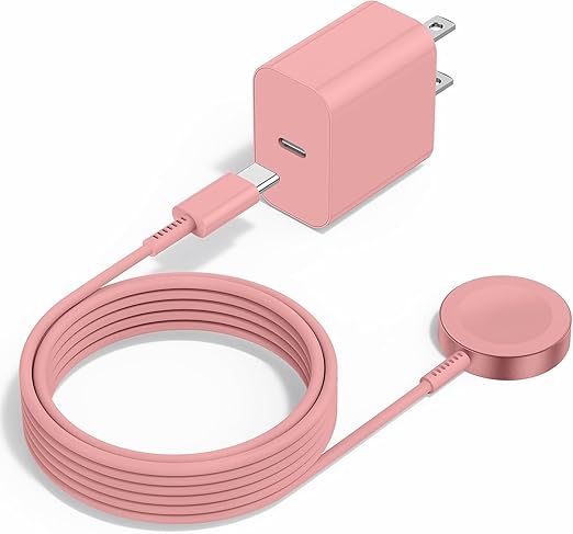 Upgraded Apple Watch Charger, Magnetic Fast Charger, USB C Charger Block Plug Adapter with 6FT iWatch Portable Wireless Fast Charging Cable Cord for iWatch Series Ultra/9/8/7/6/SE/SE2/5/4/3 Pink
