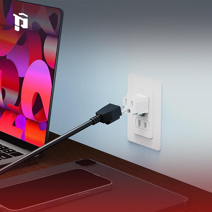 PLUGTUL 3 Prong to 2 Prong Outlet Adapter, Polarized Grounded Outlet Converter, Wall Outlet Plug for Household, Workshops, ETL Listed, 4-Pack, White