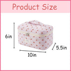 uekeboag Large Travel Quilted Makeup Bag for Women, Floral Cotton Cosmetic Bag, Coquette Aesthetic Floral Toiletry Organizer Bag
