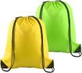 PLULON 2Pcs Drawstring Bags Bulk Drawstring Backpack Green Yellow String Backpack Cinch Sack Sport Gym Backpack Bags for Yoga Traveling Outdoor Sports
