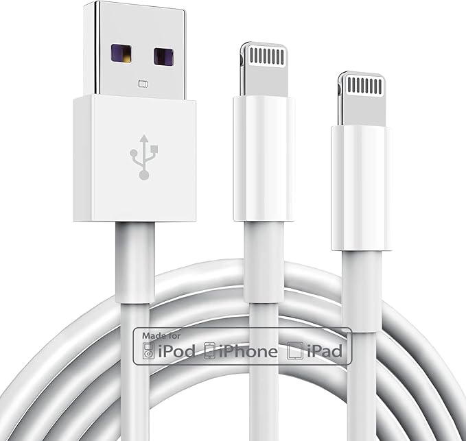 TUMABER 2 Pack Apple MFi Certified iPhone Charger Cable 3Ft, Lightning to USB Cord 3 Foot, 2.4A Fast Charging,Apple Phone Long Chargers for 13/12/11/11Pro/11Max/ X/XS/XR/XS Max/8/7/6, White (C36W4)