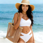 Iioscre Beach Bag for Women, Causal Hobo Pool Bags with Zipper Inner Pocket, Foldable Swim Tote Bag for Vacation Essentials