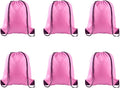 PLULON 6 Pcs Drawstring Bags Bulk Pink Drawstring Backpack String Backpack Cinch Sack Sport Gym Backpack Bags for Yoga Traveling Outdoor Sports