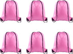 PLULON 6 Pcs Drawstring Bags Bulk Pink Drawstring Backpack String Backpack Cinch Sack Sport Gym Backpack Bags for Yoga Traveling Outdoor Sports