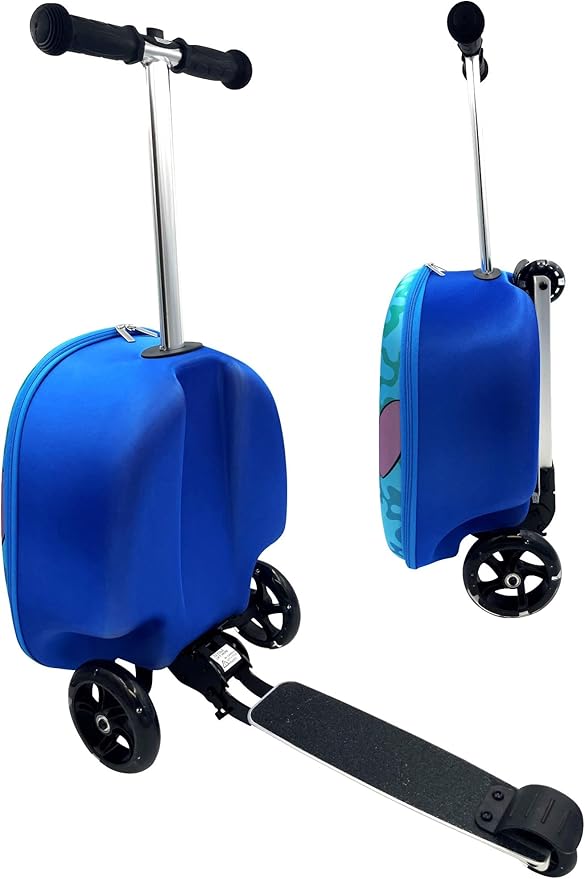 Fast Forward Stitch 18" Ride-On Suitcase Scooter - Lightweight Carry-On Foldable Scooter Luggage