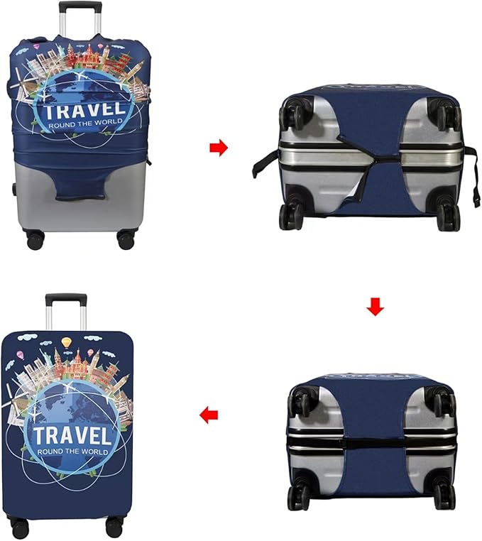 WUJIAONIAO Travel Luggage Cover Baggage Suitcase Cover Protector Skins 18-32 Inch (A9 TRAVEL, XL (for 29-32 inch luggage))