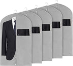Syeeiex 40" Suit Bag, Set of 5 Garment Bag, Garment Bags for Hanging Clothes, Suit Bags for Closet Storage, Waterproof and Dustproof, Best for Suits, Shirts, T-shirts and Jackets on Closet(Grey)