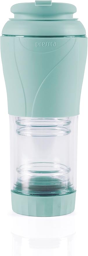 Pressca - Portable Coffee & Tea Maker - Thermal Coffee & Tea Infuser, French Press, Single Serve Coffee Maker, BPA Free - Home & Kitchen Accessories & Utensils - 12 fl oz, Green