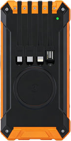 20000Mah Solar Charger Power Bank for Outdoor Use, Wireless Charging, Dual USB Outputs, with Led Lights, Orange and Black, Portable Sizing 6.8 X 3.5 X 1.1 in