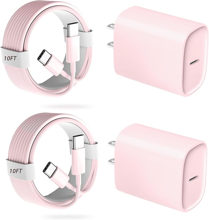 Phone 17 16 15 Pro Charger Fast Charging, 20W USB C Fast Charger Block with 10FT Long Type C Chargers Fast Charging Cable Cord for Phone 17/17 Pro/17 Pro Max/Air/16 Pro Max/16 Pro/15Pro Max/Pro, S24