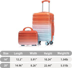 Kids Luggage Sets for Girls, 2 Piece Luggage Set, 20 Inch Rotating Wheel Suitcase with 14 Inch Cosmetic Case, Lightweight Hardshell Suitcase with 360° Spinner Wheels for Travel (Blue+Red)