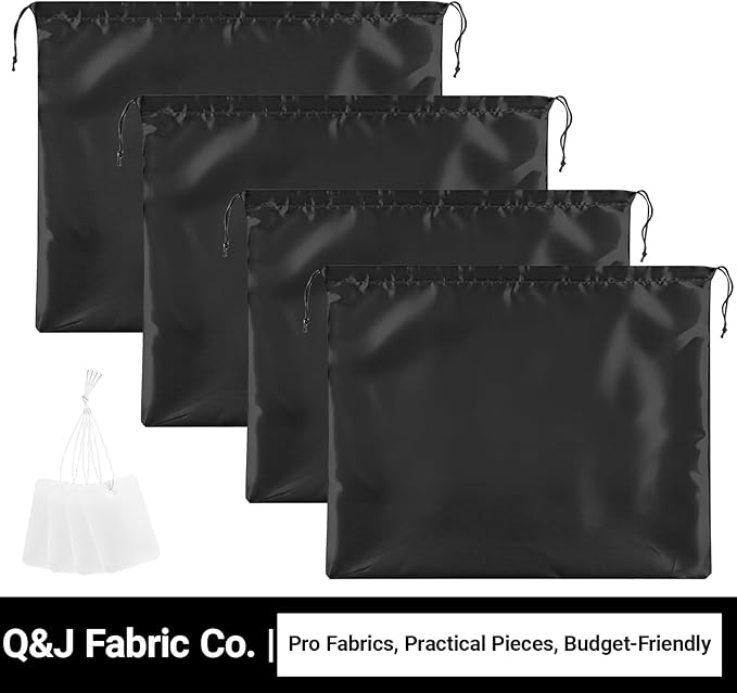 Satin Dust Bags for Purses and Handbags - Purse Storage Organizer with Drawstring, Dustproof Travel Storage Pouches for Handbags, Shoes, Boots & Clothes (2 Pack 15.7"x19.7", 2 Pack 19.7"x23.6", Black)