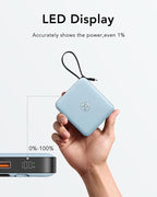 VRURC Portable Charger for iPhone with Built-in Cable, 10000mAh 22.5W Fast Charging USB C Battery Pack, Cell Phone Power Bank for iPhone 17 16 15 & Other Series (Blue)