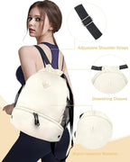 RHDZO Drawstring Backpack Gym Backpack with Shoe Compartment for Men Women String Sports Bag with Wet Pocket Cinch Swim Beach Bag, Large Beige