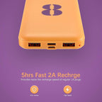 Miady 2-Pack 10000mAh Dual USB Portable Charger, Type-C Fast Charging Power Bank, Backup Battery Pack Compatible with iPhone 16/15/14/13 Galaxy S24/22 iPad Android etc (Yellow+Purple)