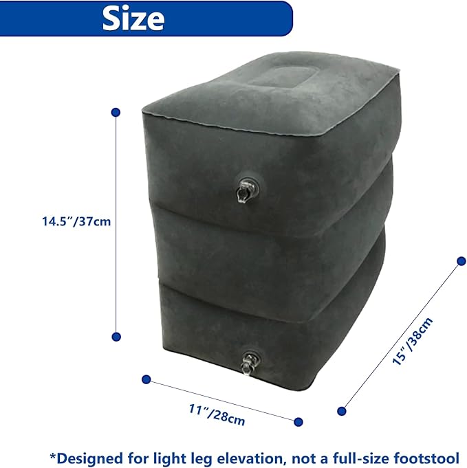 Mediss Inflatable Foot Rest Pillow, Leg Elevation Stool for Office Desk, Car, Chair, Airplane Travel Bedridden Elderly, Height Adjustable(15"×11"×14.5")