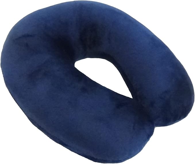 Wolf Essentials Adult Cozy Soft Microfiber Neck Pillow for Travel – Compact, Machine Washable - Perfect for Airplane, Car, or Home Use - Filled and Finished in The USA – Navy