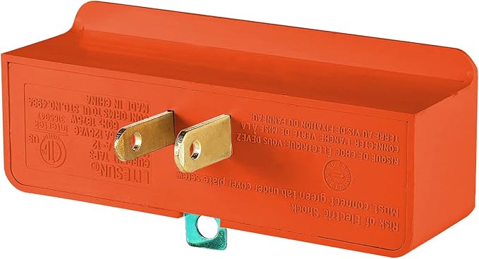 Maximm (3-Pack) 3 Outlet Grounding Adapter with Grounding Plug Orange, Turn 2-Prong Outlet to 3-Wire Grounding Outlets, ETL Listed