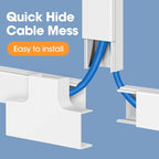 500in Cord Hider Kit, Cord Covers for Wires on Wall, Paintable Cable Raceway, Cord Hider for Wall Mount tv, tv Cable Hider Wall kit, Wire Covers for Cords, 32X L15.75 X W0.96in X H0.57in, White