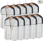 Shoulder Covers for Hanging Clothes (Set of 10) Breathable Garment Dust Covers Clothes Protectors Covers for Closet with 2" Gusset for Suit, Coats, Jackets, Dress