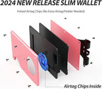 Air Wallet, Built-in Tracker Slim Wallet, Smart Wallet with Money Clip, Compatible with FindMy Network(iOS Only), Anti-Theft Card Holder, *Gift for Men (Tracker Wallet,Macaron Powder)