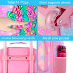 Kids Luggage for Girls, Cute Unicorn Suitcase Rolling with Wheels, Travel Carry on for Children Toddler Elementary - Pink