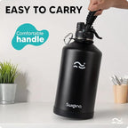 Swigina [2-IN-1 LID] Gallon Insulated Water Bottle with Silicone Boot (48hrs Cold/24hrs Hot) - DIY Stickers, Leakproof, BPA Free, 128 oz