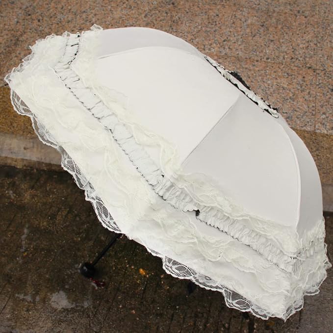WANLIAN Folding umbrella Travel Umbrella Folding UV Resistance Lace Parasol Umbrella Sun Umbrella For Women Girls sunshades with lace decoration