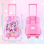 HPJGD Girls Luggage, Kids Sequins Rolling Luggage, Cute Unicorn Travel Carry on for Elementary Preschool Toddler