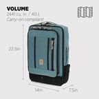 Topo Designs Global Travel Bag – 30L or 40L - Carry-On Compliant Most Airlines, Durable Travel Duffel Bag, Clam Shell Main Pocket, Laptop Sleeve, Backpack, Luggage (40L / Sea Pine)