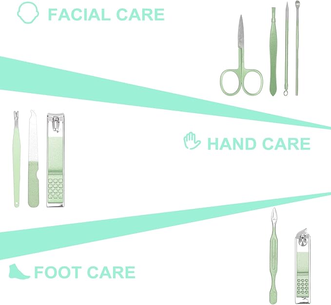 Manicure Set Personal Care Nail Clipper Kit-9 Pieces Pedicure Set Grooming Kit, Gift for Relatives Friends, Families Parent Wife Girlfriend