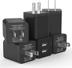 6Pack USB Wall Charger, iGENJUN 2.4A Phone Charger Dual USB Port Cube Power Plug Adapter Fast Wall Charger Block Compatible with iPhone 17/17 Pro/16/16 Pro, Samsung Galaxy, Pixel, LG, Android-Black