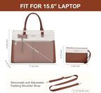 MOSISO Laptop Tote Bag for Women, 15.6 inch Waterproof PU Leather Work Bag with Clutch Purse & Bowknot, Large Capacity Handbag Shoulder Computer Bags Work Briefcase for Business Teacher Office, Brown