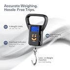 Luggage Weighing Scale, Portable, 50 KG, Hook Type with Digital LED Screen, Tare Function, Auto Power Off, Data Look Function, Over Load & Low Battery Indicator (Black) & Without Battery