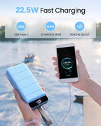 Power Bank Fast Charging 50000mAh - 22.5W Portable Charger USB C Quick Charge with 4 Outputs & 3 Inputs LED Display Huge Capacity External Battery Pack for iPhone, Samsung, iPad etc Sierra Blue