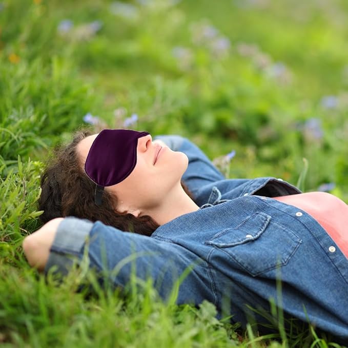 2 PCS Purple Silk Sleep Mask - Eye Masks for Sleep Blindfold Travel Eye Covers for Sleeping Men & Women
