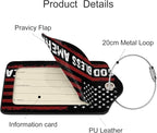 2 Pack Luggage Tags for Suitcases, PU Leather Bag Tag with Privacy Cover Address Card Travel Essentials-God Bless American