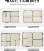 Percover Compression Packing Cubes 10-Piece Set, Packing Cubes Compression for Travel with Toiletry Bag, Laundry Bag & Shoe Bag, All-in-One Travel Organizer for Carry On & Checked Luggage, Beige