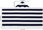 COTTON CRAFT Hooded Beach Towel – Oversized 35 x 70 Towel with Hood for Adults - 100% Cotton Velour Dobby Terry Towel - 450 GSM Pool Bath Wrap - Soft Absorbent Quick Dry – Cabana Stripe Navy