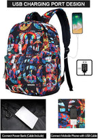 SUPACOOL Casual Laptop Backpack for Men and Women, School Backpack for Boys and Girls, College Bookbag, USB Charging Port, Lightweight Back Pack(Peace)