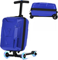 smilesun Scooter Suitcase for Kids & Adults, Foldable Carry On Travel Luggage, Hardside Ride on Scooter Suitcase with Spinner Wheels，Blue