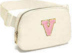 Gitus Personalized Gifts Birthday Gifts for Girls Fanny Pack Cross Body Bags with Initial Letter Preppy Stuff Gifts for Her Girlfriend Wife Sister Friends Mom (Ivory-V)