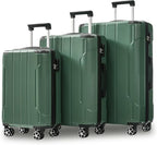 3 Piece Luggage Set, Hardside Suitcase with Spinner Wheels, TSA Lock & Expandable Hard Shell, Carry on and Checked Luggage for Travel, Maletas de Viaje for Men & Women(Green 3 Sets, 20/24/28")