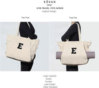 ESVAN Corduroy Yoga Tote Bag Gifts for Women Drawstring Yoga Mat Bag for Office Workout Travel Carryall Pilates Gym