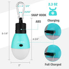 EverBrite Rechargeable Camping Light, Portable Tent Lantern,3 Lighting Modes, Hanging Tent Light Bulbs with Clip Hook for Hiking, Fishing, Backpacking, Emergency and More-Blue