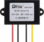 DROK Boost Buck Converter 9V-36V to 12V 3A 36W Plastic Shell Waterproof Auto Step Up Down Voltage Regulator 12V Volt Transformer for Car Audio Solar Power System LCD Television LED Display Screen