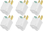 PLUGTUL 2 Prong to 3 Prong Outlet Adapter, Polarized Grounded Outlet Converter, Wall Outlet Plug for Household, Workshops, ETL Listed, 6-Pack, White