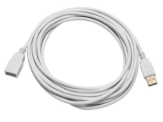 Monoprice 15-Feet USB 2.0 A Male to A Female Extension 28/24AWG Cable (Gold Plated), White (108608)