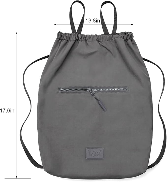 Lee Drawstring Backpack Bag Lightweight Small Gym Swim Beach Bag Water Resistant Sports Sackpack for Men Women, LEE48-002DGY