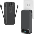 20000mAh Lightweight-Portable-Charger-Power-Bank with Built-in Cables and AC Wall Plug, PD20W USB-C Fast Charging Battery Pack, LED Display External Travel Phone Charger for All iPhone,Samsung,Android